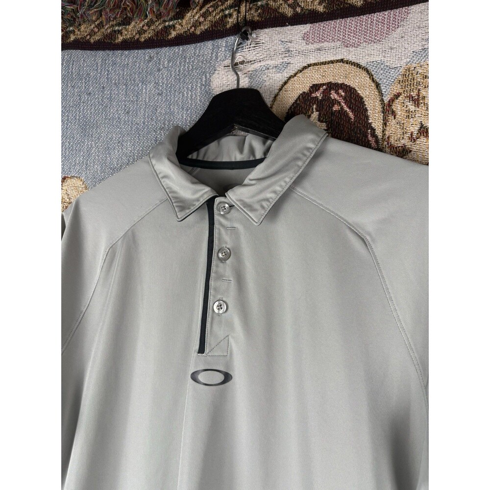 MENS SMALL GREY LINE OAKLEY ELEMENTAL 2.0 POLO GOLF SHIRT